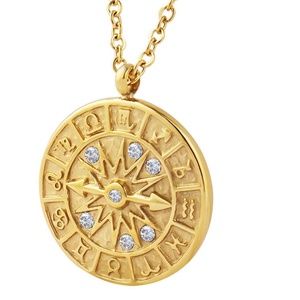 18K GOLD PLATED STAINLESS STEEL "ZODIAC WHEEL" NECKLACE